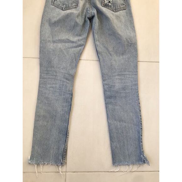 Grlfrnd Karolina High Waist Distressed Cut Off Straight Leg Denim Jeans - Picture 9 of 10